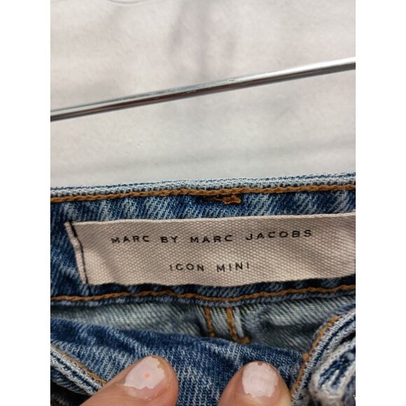 Marc By Marc Jacobs Womens Iconic Denim Mini Skirt Size 28 Blue Raw Hem Cotton - Picture 4 of 9